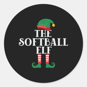 Sticker Rond Le Softball Elf Funny Christmas