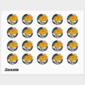 Sticker Rond Le soleil arrive, avalanche de parapluies (Feuille)