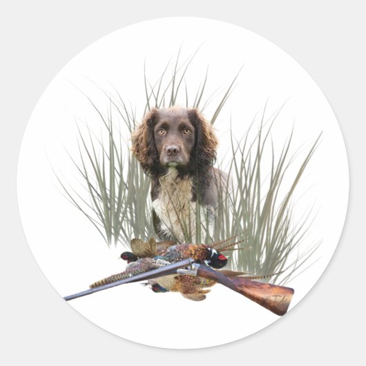 Sticker Rond Le Sprocker Spaniel, L'art des chiens d'armes (Devant)