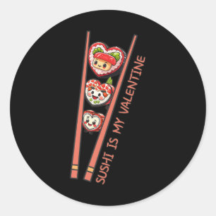 Sticker Rond Le Sushi Est Mon Saint Valentin Cute Coeur Rétro E