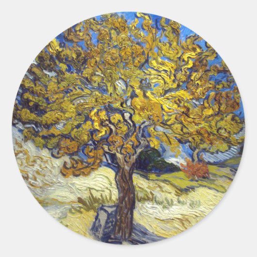 Sticker Rond Le tableau du mûrier de Van Gogh, un chef-d'œuvre (Devant)