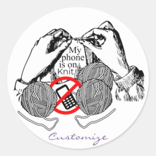 Sticker Rond Le téléphone est sur Knit Thunder_Cove