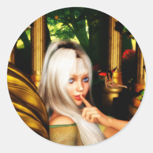 Sticker Rond Le temple féerique secret dans les bois