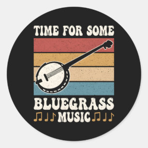 Sticker Rond Le Temps De Quelques Bluegrass Music Banjo Player