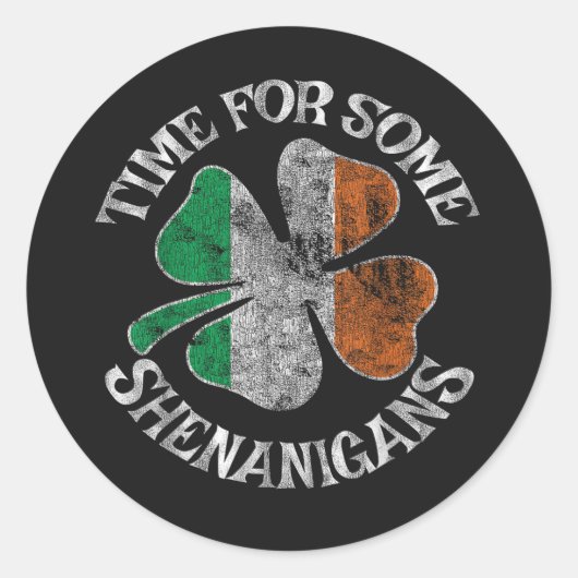Sticker Rond Le temps de St. Patrick pour quelques bêtises Trèf (Devant)