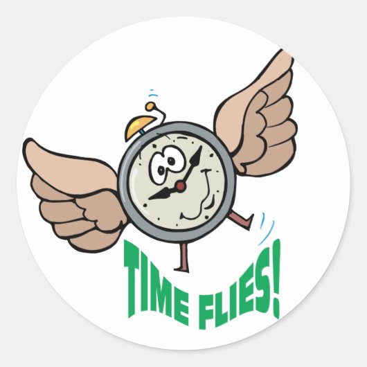 Sticker Rond Le temps vole (Devant)