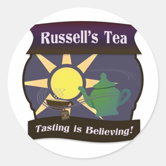 Sticker Rond Le thé de Russell (Devant)