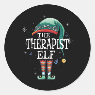 Sticker Rond Le Thérapiste Elf Xmas Correspondant Famille Elf P