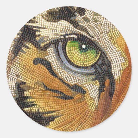 Sticker Rond Le "tigre couvre de tuiles" l'aquarelle de (Devant)