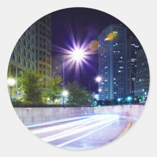 Sticker Rond Le trafic brouillé la nuit