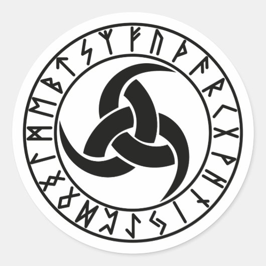 Sticker Rond Le Triskele | Triple Corne d'Odin (Devant)