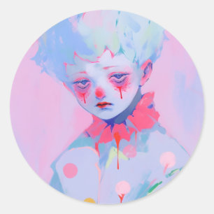 Sticker Rond Le triste jeune clown
