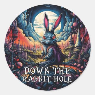 Sticker Rond Le trou de lapin Alice au pays des merveilles