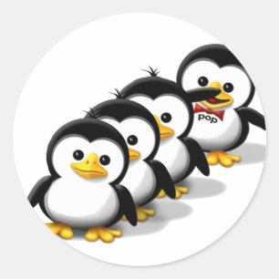 Sticker Rond Le troupeau de pingouins