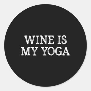 Sticker Rond Le vin est mon yoga - Style vintage -