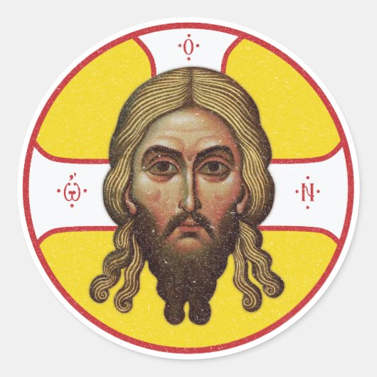 Sticker Rond Le Visage Du Christ Icône Orthodoxe (Devant)