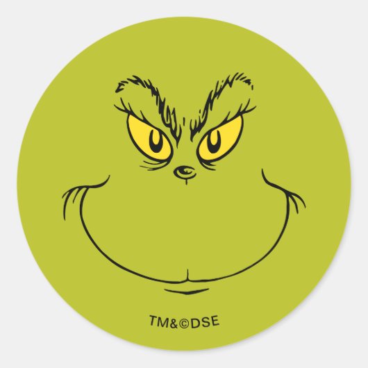 Sticker Rond Le Visage du Grinch a volé Noël (Devant)