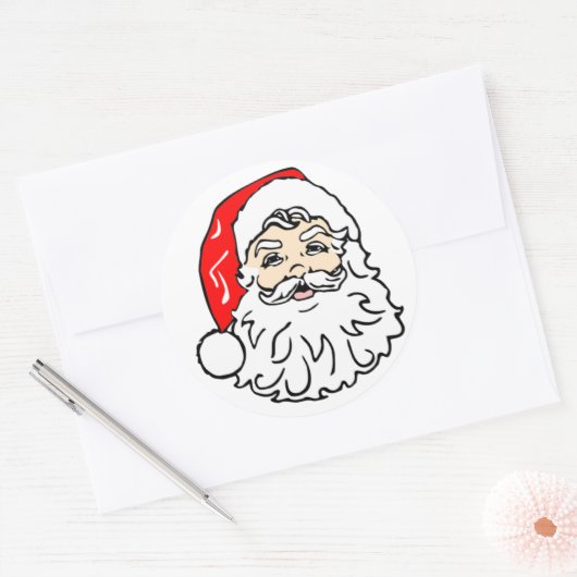 Sticker Rond Le visage du Père Noël (Enveloppe)