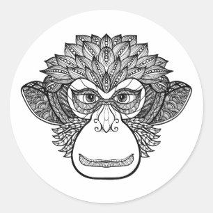 Sticker Rond Le visage du singe