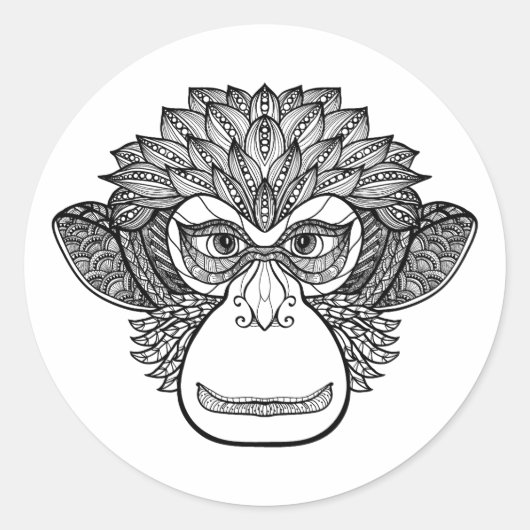Sticker Rond Le visage du singe (Devant)