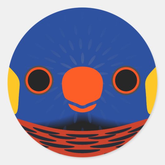 Sticker Rond Le visage d'un lorikeet coco (Devant)