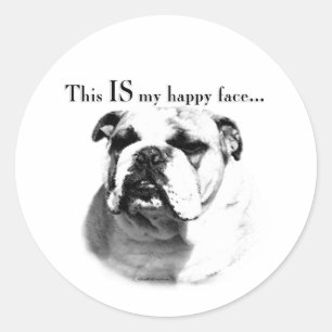 Sticker Rond Le visage joyeux de Bulldog