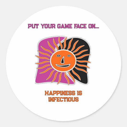 Sticker Rond Le visage souriant du soleil (Devant)