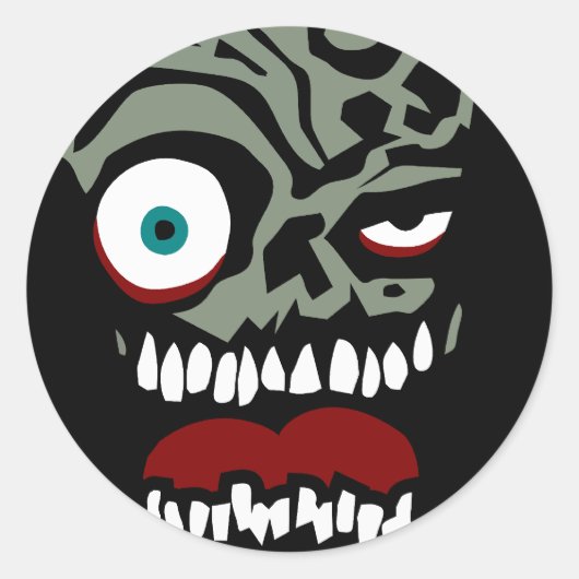 Sticker Rond Le visage zombie de la catastrophe (Devant)