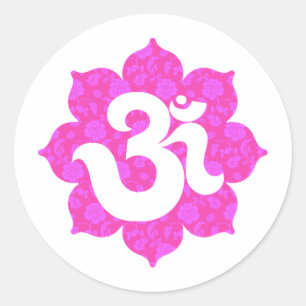 Sticker Rond Le yoga OM dans Lotus dentellent