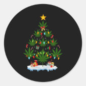 Sticker Rond Leaf Christmas Tree Weed Stoner Xmas Premium Tri-b (Devant)
