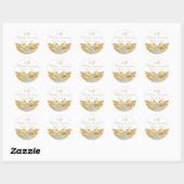 Sticker Rond Leaf Gold Bow Blanc 50e anniversaire Mariage (Feuille)