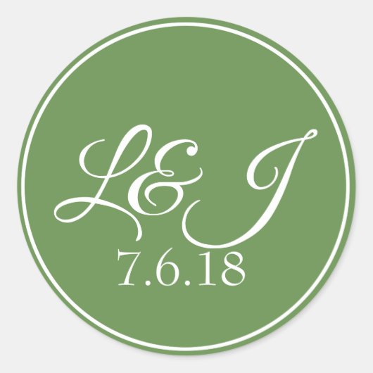 Sticker Rond Leaf Green & White Couple's Incitatifs & Mariage D (Devant)