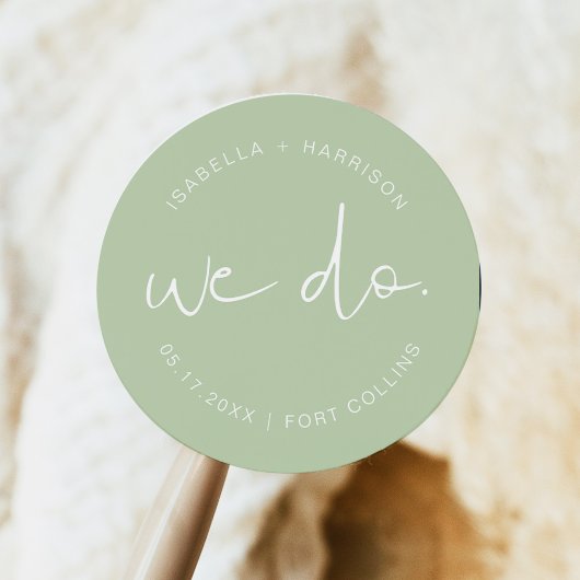 Sticker Rond LEAH Vert pastel vibrant Mariage de jardin de prin