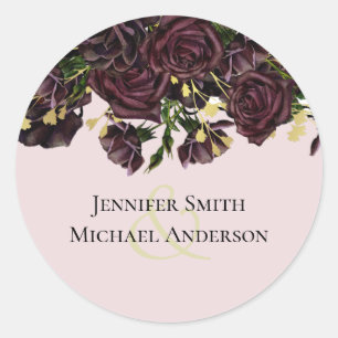 Sticker Rond LeahG BUDGET Dark PLUM Rose Mariage