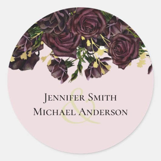 Sticker Rond LeahG BUDGET Dark PLUM Rose Mariage (Devant)