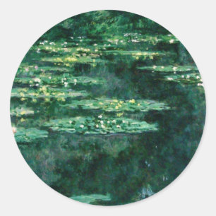Sticker Rond L'EAU MENSONNE EN ÉTANG VERT par Claude Monet
