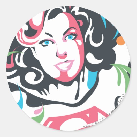 Sticker Rond L'éclaboussure de couleur de Supergirl (Devant)