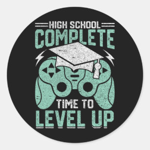 Sticker Rond L'École Complète Le Temps De Niveau Vidéo Jeu Grad