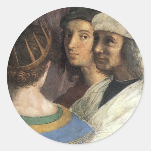 Sticker Rond L'École d'Athènes de Raphaël, Renaissance vintage (Devant)