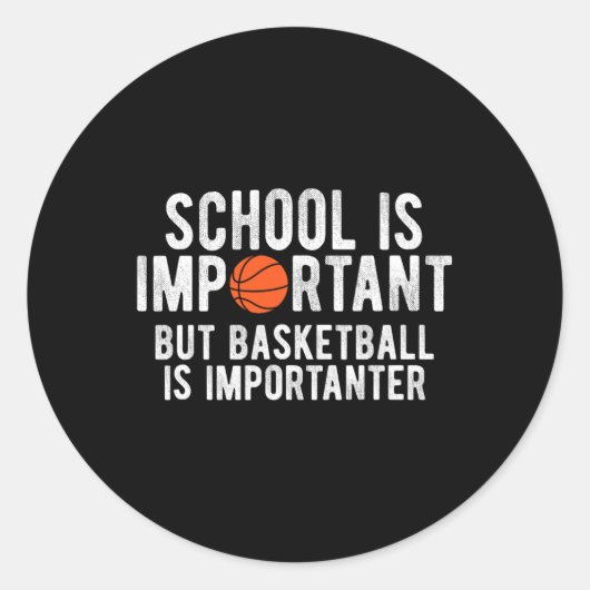 Sticker Rond L'École De Basket-Ball Fun Est Important (Devant)