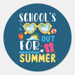 Sticker Rond L'école est dehors pour les vacances d'été Enseign