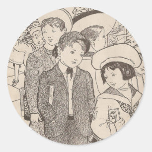 Sticker Rond L'école est ouverte pour la journée