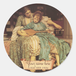 Sticker Rond "Leçon de musique" Plaque pré-Raphaélite