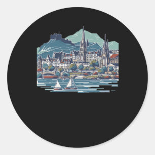 Sticker Rond L'Ecosse en 3d Sketch Isle Of Skye
