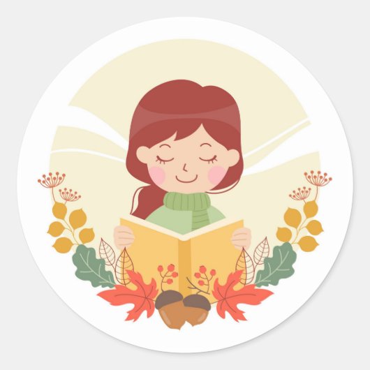 Sticker Rond Lecteur d'automne (Devant)