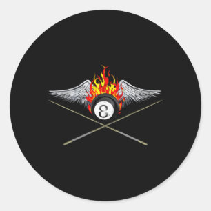 Sticker Rond Lecteur De Billard Et Flamme 8 Balle