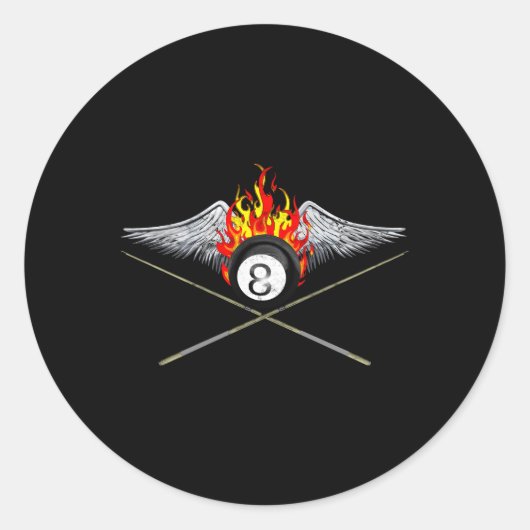 Sticker Rond Lecteur De Billard Et Flamme 8 Balle (Devant)
