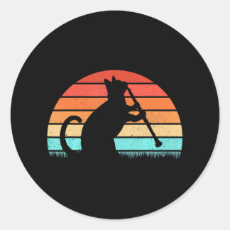 Sticker Rond Lecteur de chats Clarinet rétro Louveur de musique