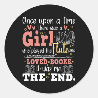 Sticker Rond Lecteur de flute Livre Flutist Marching Band Music