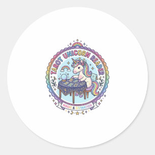 Sticker Rond Lecteur de Tarot Licorne T-shirt drôle graphique_1
